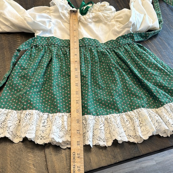 Winnie the Pooh, vintage Swiss floral, green and red white with ruffles dress 4T - Picture 15 of 16